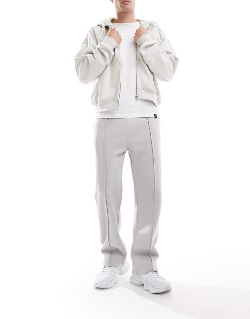 Bershka wide leg pintuck sweatpants in gray | ASOS