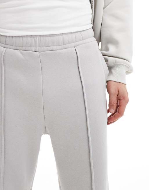 Bershka wide leg pintuck sweatpants in gray | ASOS
