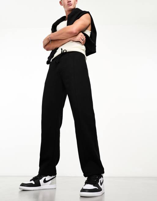 Bershka wide leg pleated trackies in black 