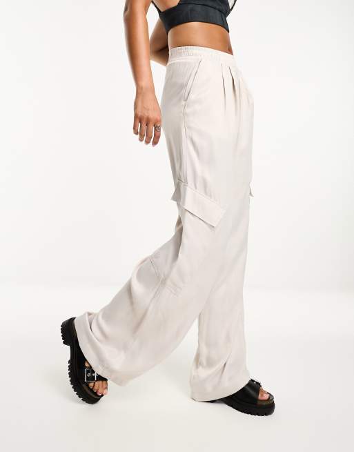 Bershka white cargo on sale trousers