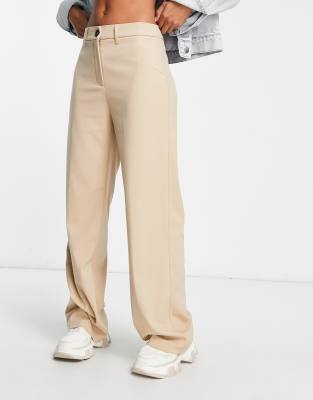 Bershka pleat top slouchy pants in camel