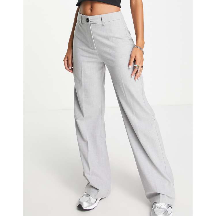 【Anyone more】Sarah Washing Grey Wide Pants SOFT WIDE LEG PANTS - Gray marl | ZARA United States