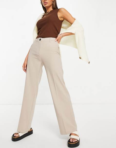 Bershka wide leg slouchy dad tailored pants in mushroom - view 1