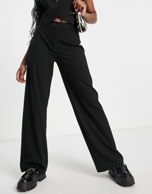 Bershka wide leg slouchy dad tailored trousers in black - ASOS Price Checker