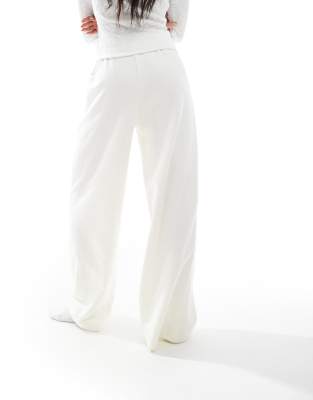 Shop Bershka Wide Leg Sweatpants In Neutral