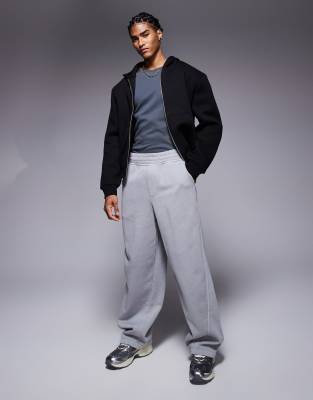 wide leg sweatpants in washed gray