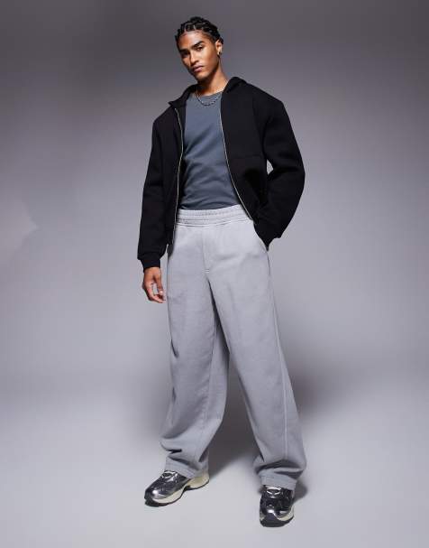 Bershka wide leg sweatpants in washed gray - view 1