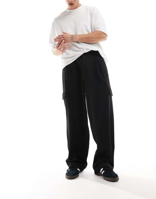 Tailored Wide Leg Cargo Pants