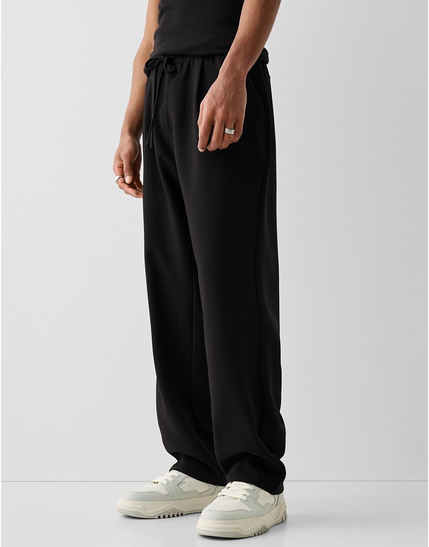 wide leg tailored pants in black