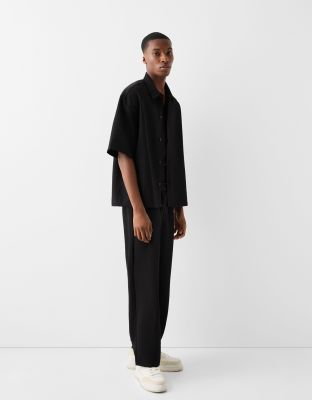 wide leg tailored pants in black