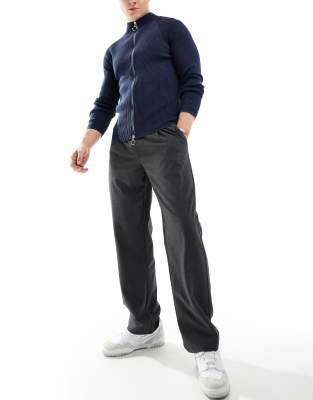 wide leg tailored pants in charcoal exclusive to ASOS-Gray