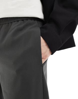 Bershka Wide Leg Tailored Pants In Gray