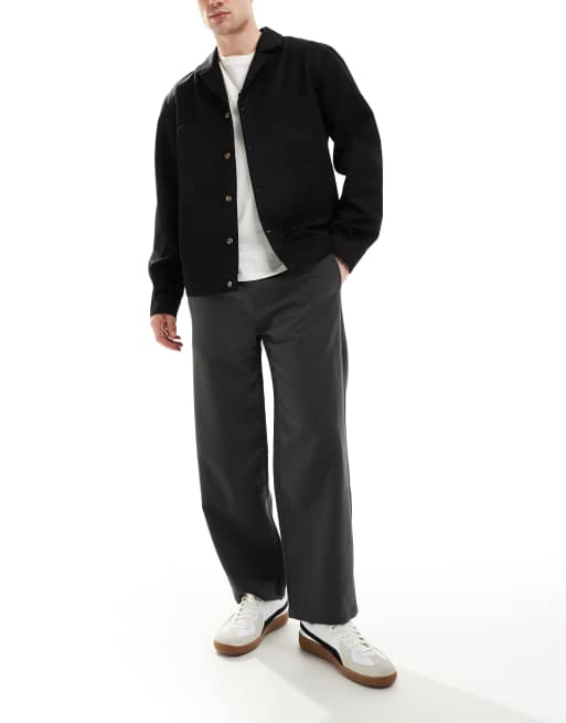 Bershka wide leg tailored pants in charcoal | ASOS