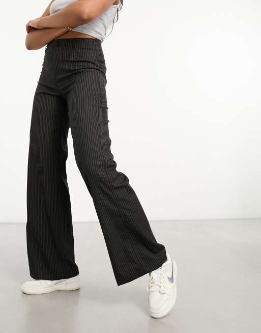 Wide leg pantalon with pinstripe - Dark Grey