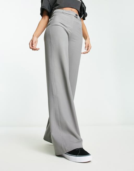 Wide trousers with stripes, Dark Grey