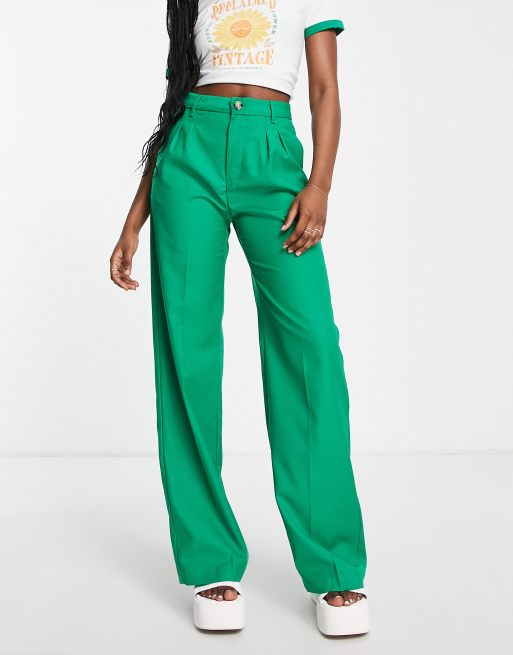 ASOS DESIGN tailored green pop wide leg pants