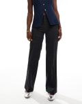 [Bershka] Bershka wide leg tailored pants in grey check-Blue 14 BLUE