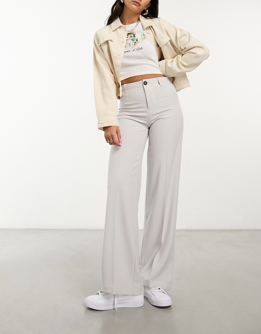 wide leg tailored pants in pale gray