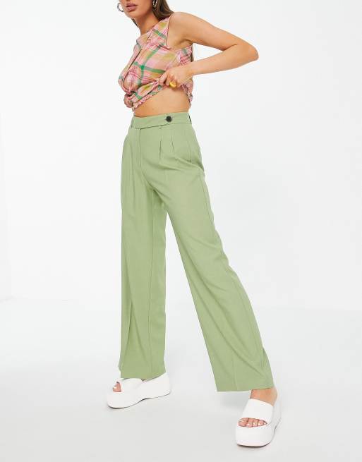 ASOS Tailored Green Pop Wide Leg Pants