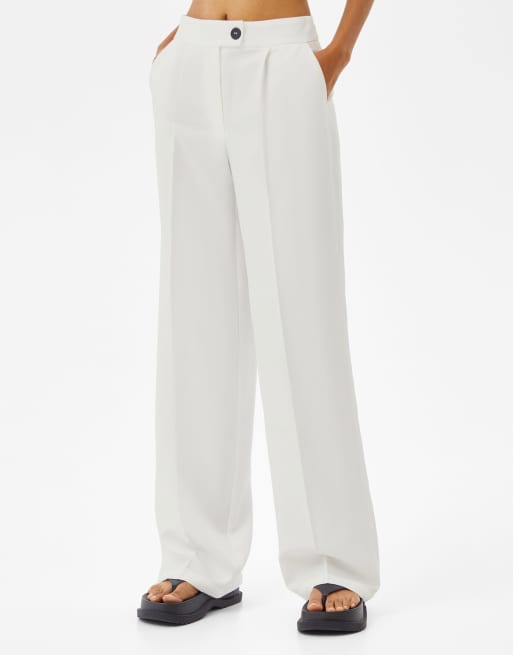 Bershka wide leg tailored trouser co-ord in white