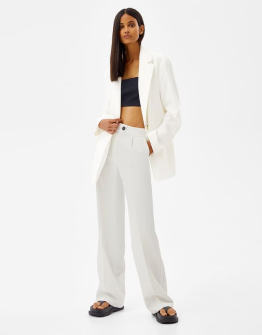 Asos white shop wide leg trousers