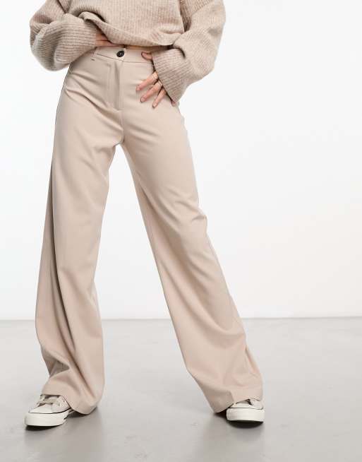 Abiti double layer skirt dress Bershka wide leg tailored trousers in beige Jornadas fmedShops