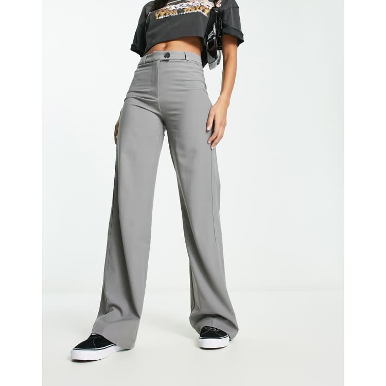 Light grey wide leg hot sale trousers