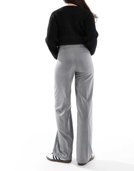 Bershka wide leg tailored trousers in grey | ASOS