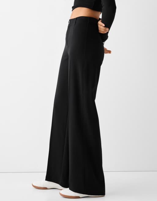 Bershka Wide-leg tailoring trousers in black, 2 of 5