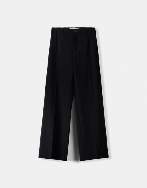 Bershka Wide-leg tailoring trousers in black, 4 of 5