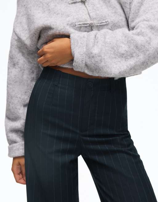 Bershka Wide-leg tailoring trousers in denim blue, 2 of 6