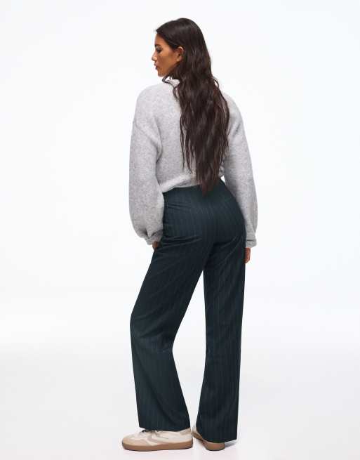 Bershka Wide-leg tailoring trousers in denim blue, 3 of 6