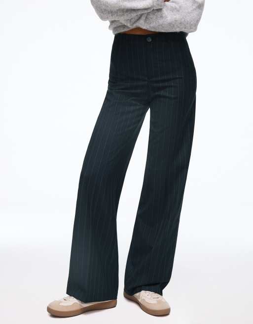 Bershka Wide-leg tailoring trousers in denim blue, 4 of 6