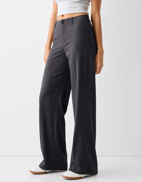 Bershka Wide-leg tailoring trousers in grey - view 1
