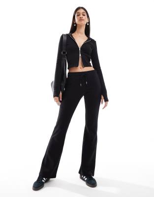 Bershka wide leg trackies in black