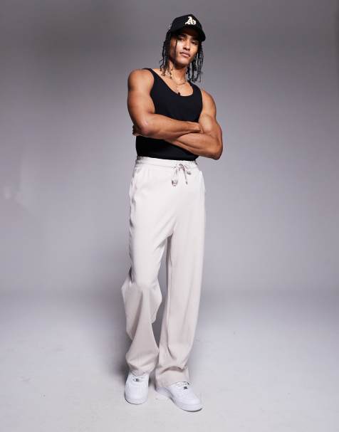 Bershka wide leg trackies in stone - view 1