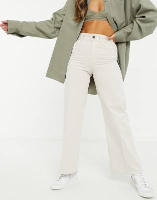 bershka wide leg trouser in ecru