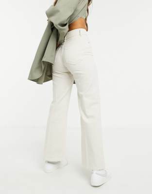 bershka wide leg trouser in ecru