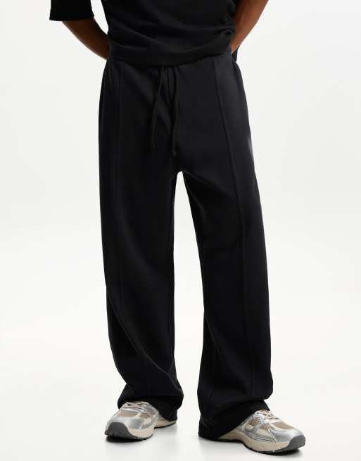 Bershka wide leg trousers in black