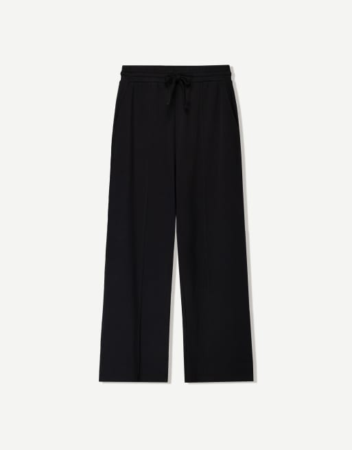 Bershka wide leg trousers in black