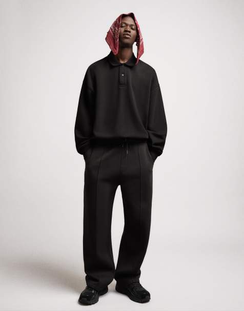 Bershka Wide-leg trousers in black
