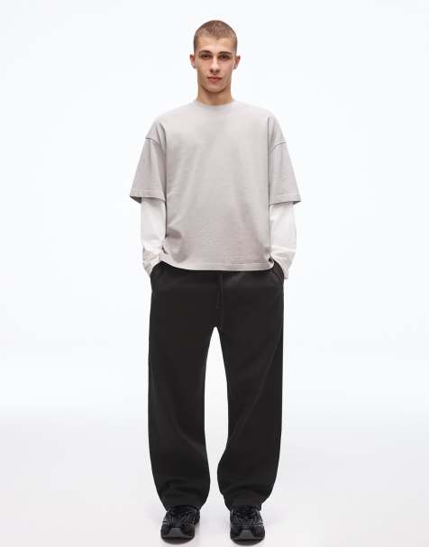 Bershka Wide-leg trousers in black