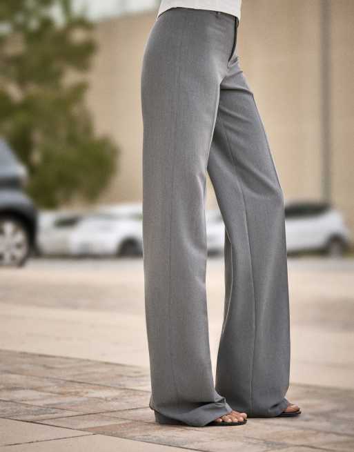 Bershka Wide-leg trousers in light grey, 3 of 4