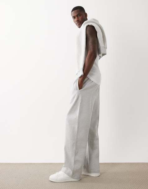 Bershka Wide-leg trousers in light grey