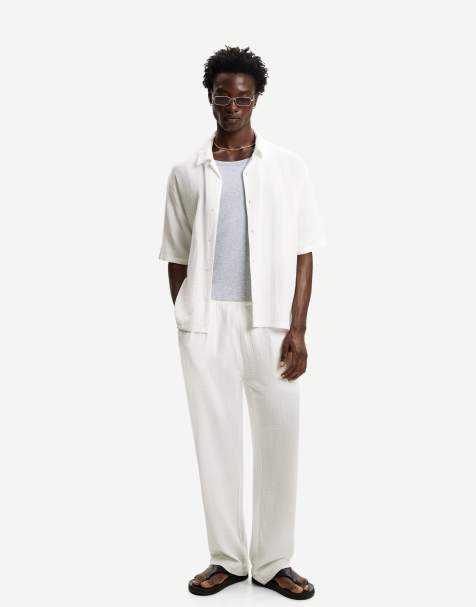 Bershka Wide-leg trousers in white - view 1