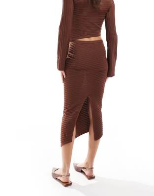 Bershka Wide Ribbed Knitted Maxi Skirt