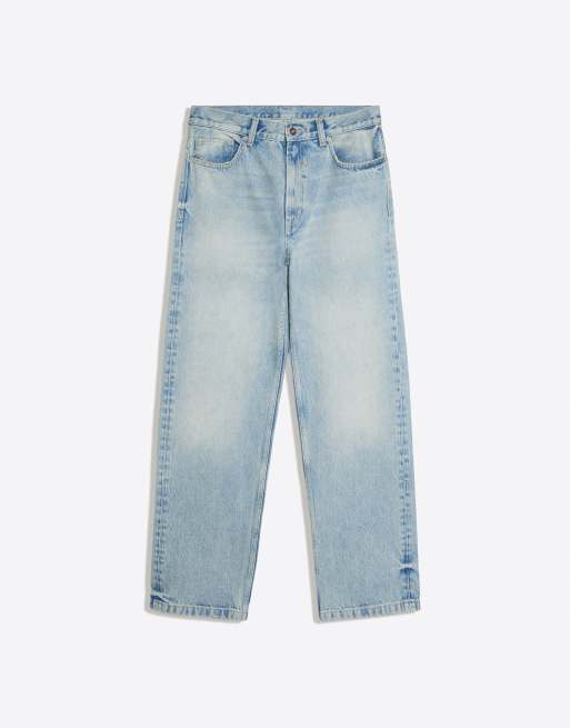 Bershka Wide Straight Jeans in Blau, 4 von 4