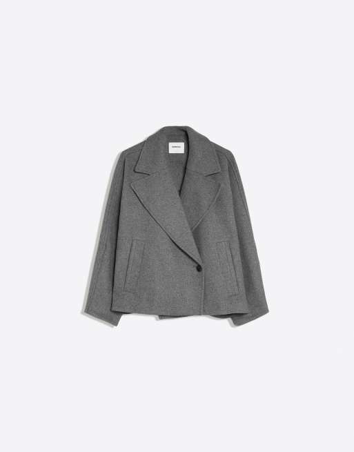 Bershka Wolljacke mit Fledermausärmeln in Grau, 6 von 6