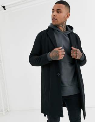 black wool overcoat