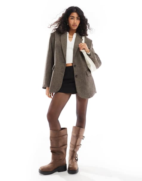 Bershka wool look oversized jacket in brown - view 1